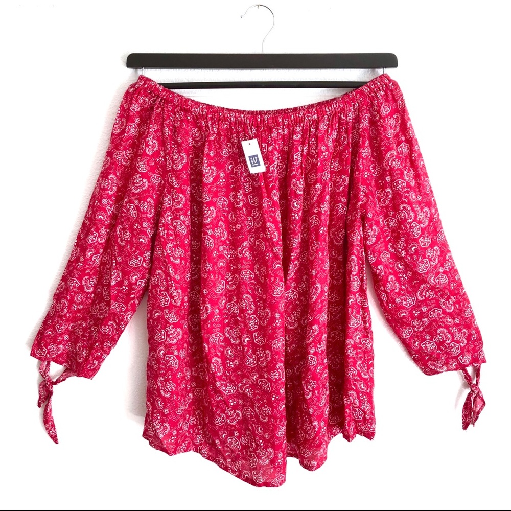 SOLD! | GAP | Pink Paisley Off-the-Shoulder Blouse - Picture 1 of 5